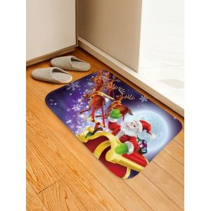 

Christmas Moon Night Sleigh Pattern Water Absorption Area Rug, Multi