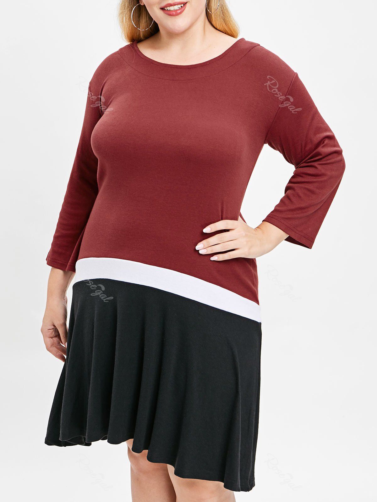 

Plus Size Contrast Dress, Multi
