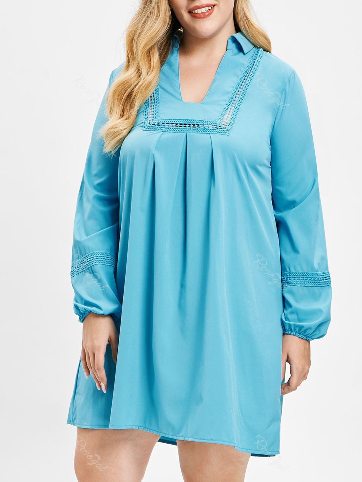 

Plus Size Crochet Shift Dress, Blue