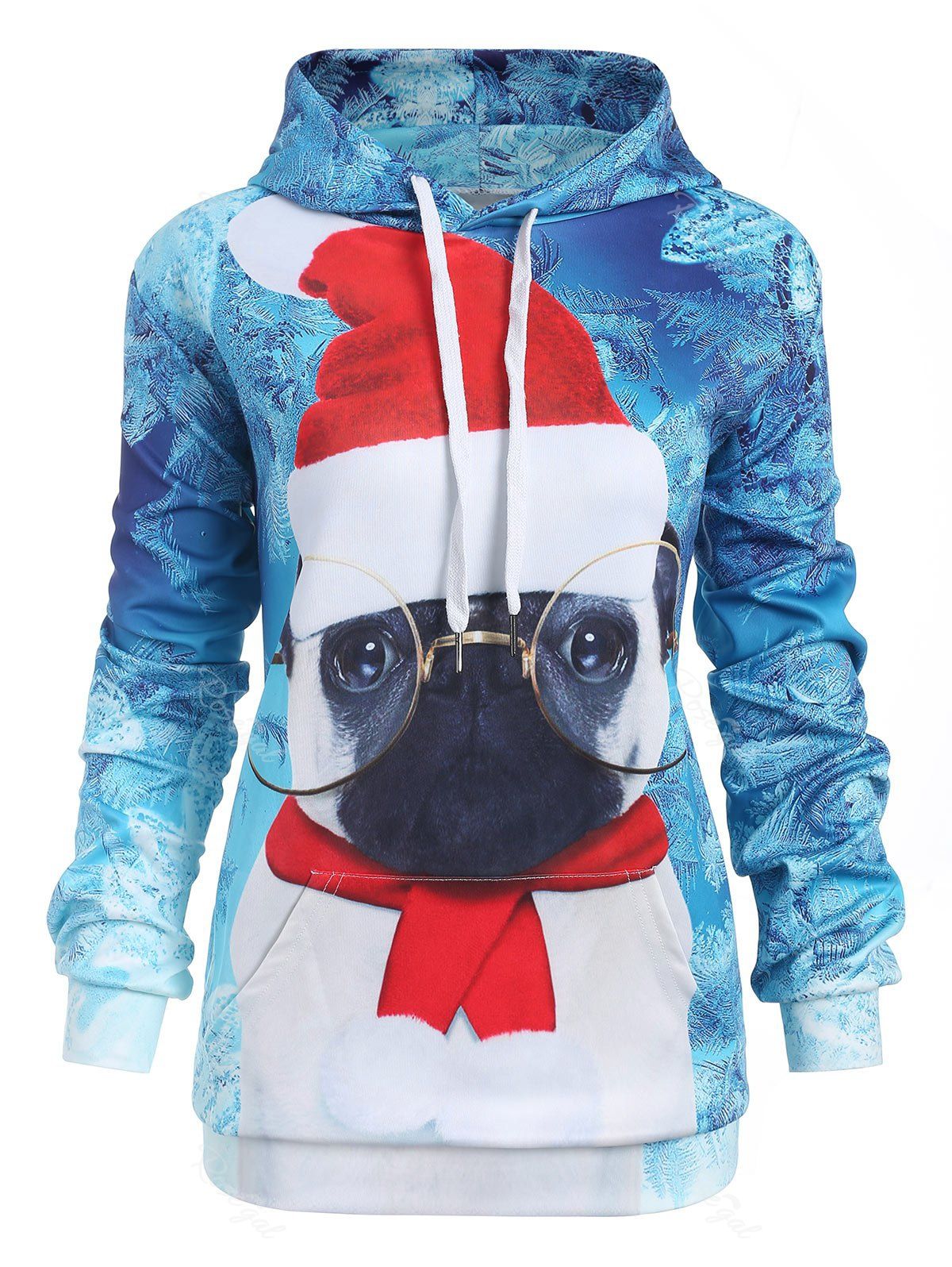 

Plus Size Christmas Hat Hoodie, Coral blue
