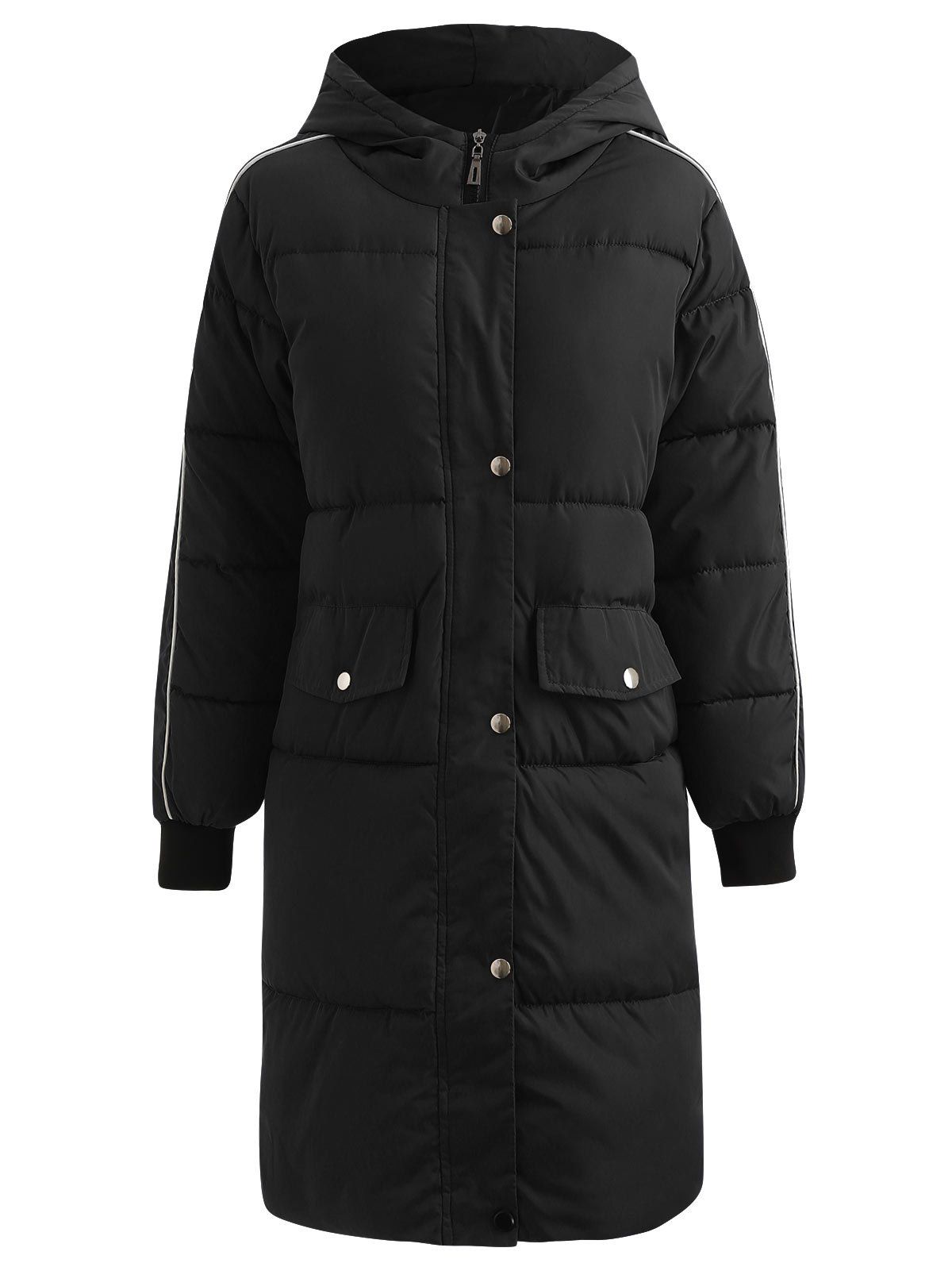 

Long Hooded Puffer Coat, Black