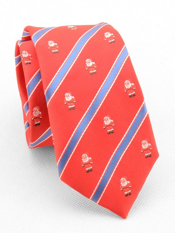 

Santa Claus Striped Pattern Necktie, Red