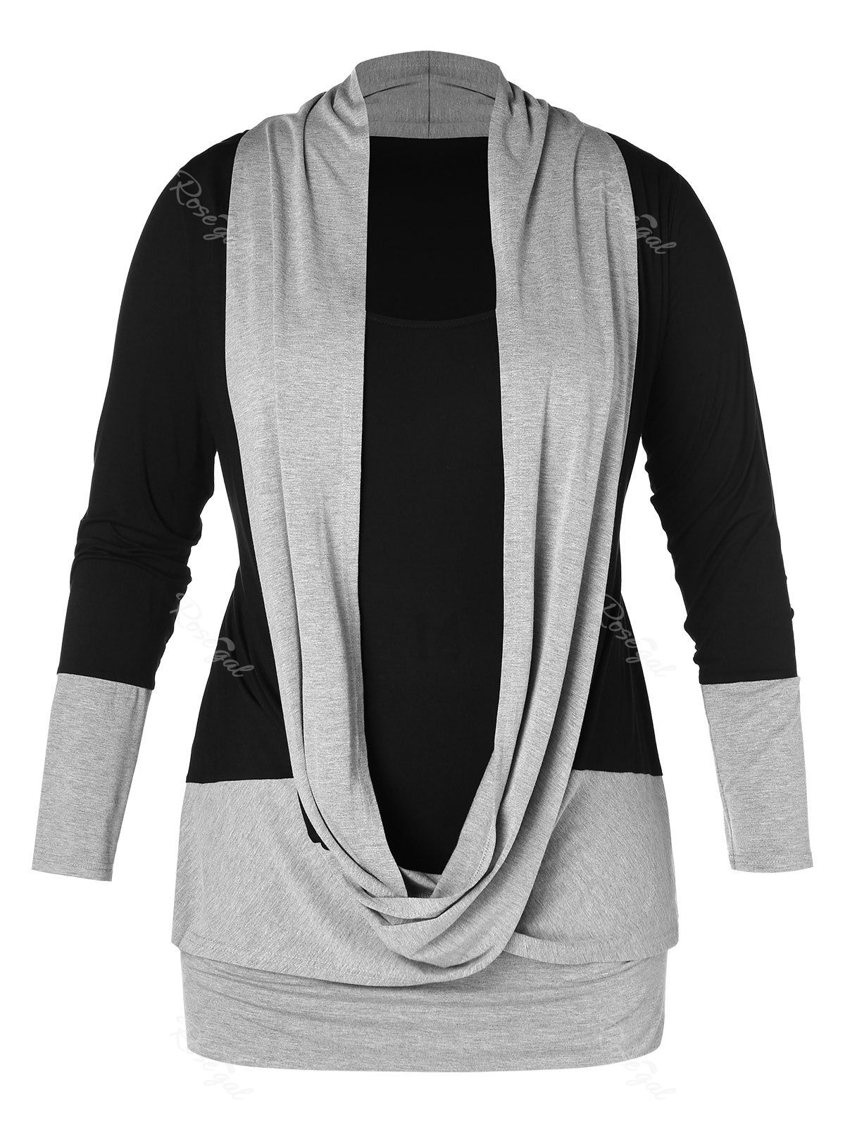 

Color Block Plus Size T-shirt, Black