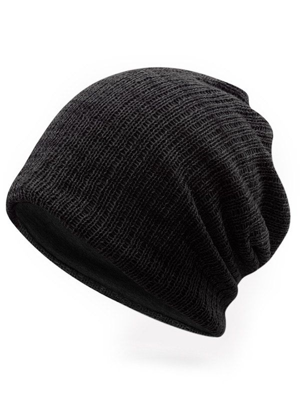 

Solid Color Knitted Ski Cap, Black