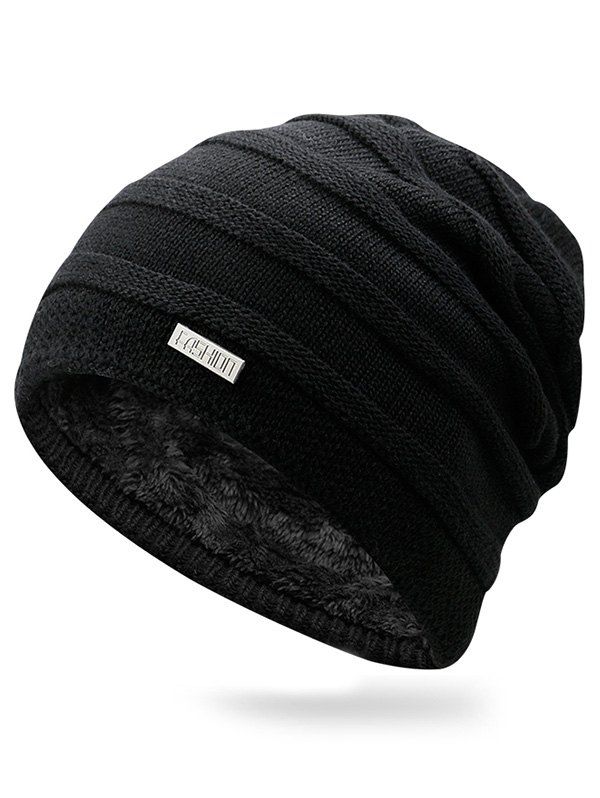 

Winter Fluffy Lined Slouchy Beanie, Black
