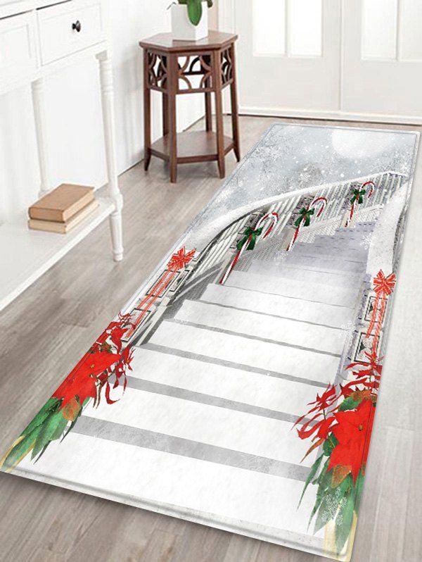 

Christmas Stairs Pattern Anti-skid Water Absorption Area Rug, Multi