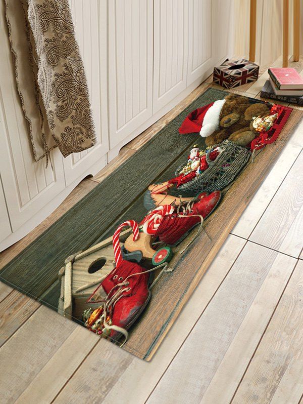 

Christmas Toys Pattern Anti-skid Water Absorption Area Rug, Multi