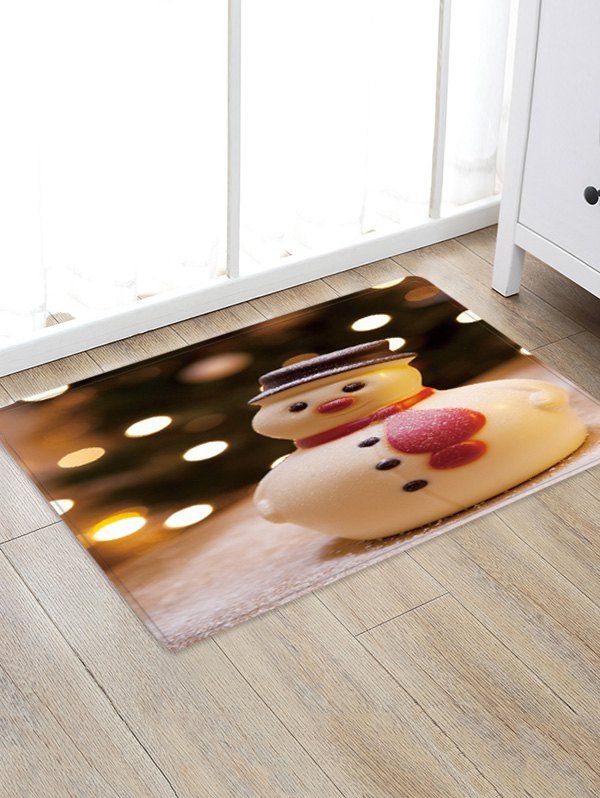 

Christmas Snowman Pattern Anti-skid Water Absorption Floor Rug, Multi