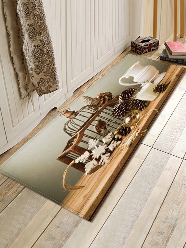 

Christmas Wood Grain Pattern Water Absorption Area Rug, Multi