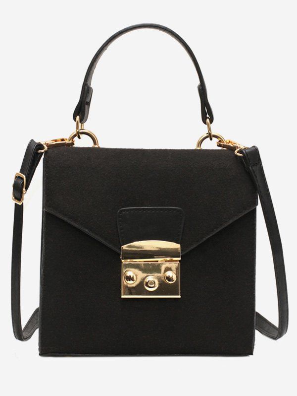 

Suede Leather Design Cover Crossbody Bag, Black