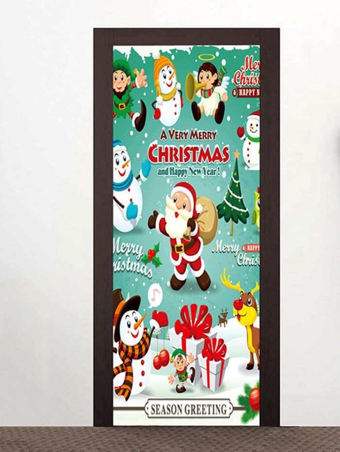 

Christmas Theme Print Door Art Stickers, Multi