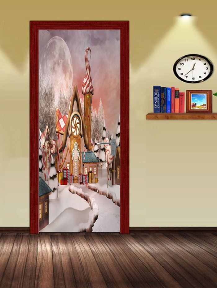 

Christmas Castle Print Door Art Stickers, Multi