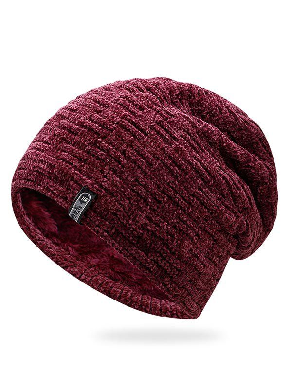 

Letter Label Thicken Ski Cap, Red wine