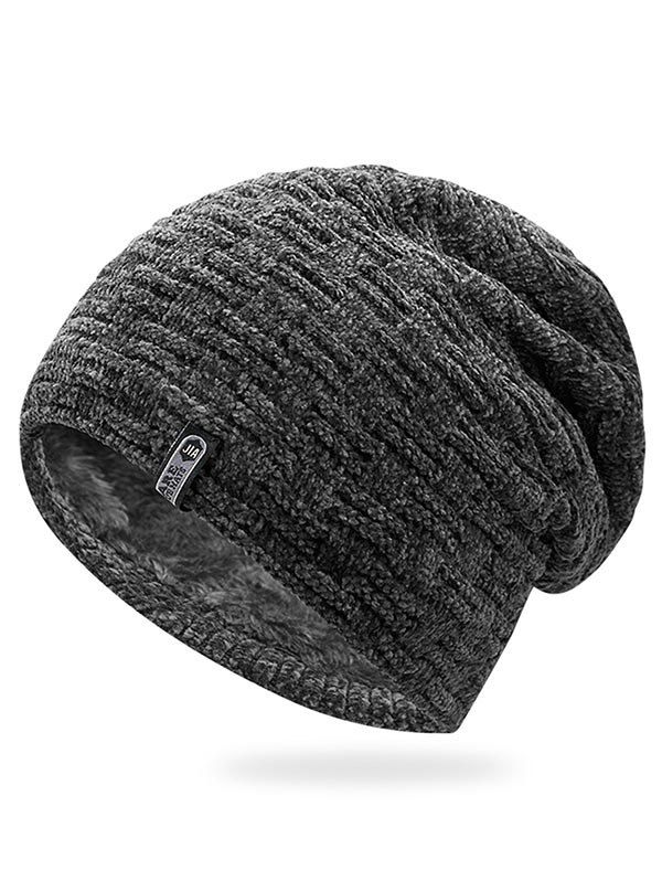 

Letter Label Thicken Ski Cap, Gray