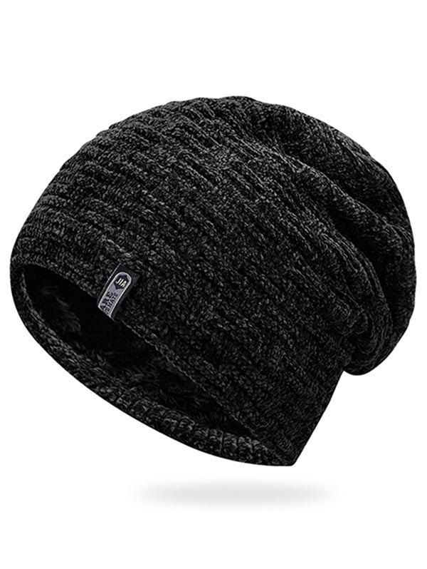 

Letter Label Thicken Ski Cap, Black