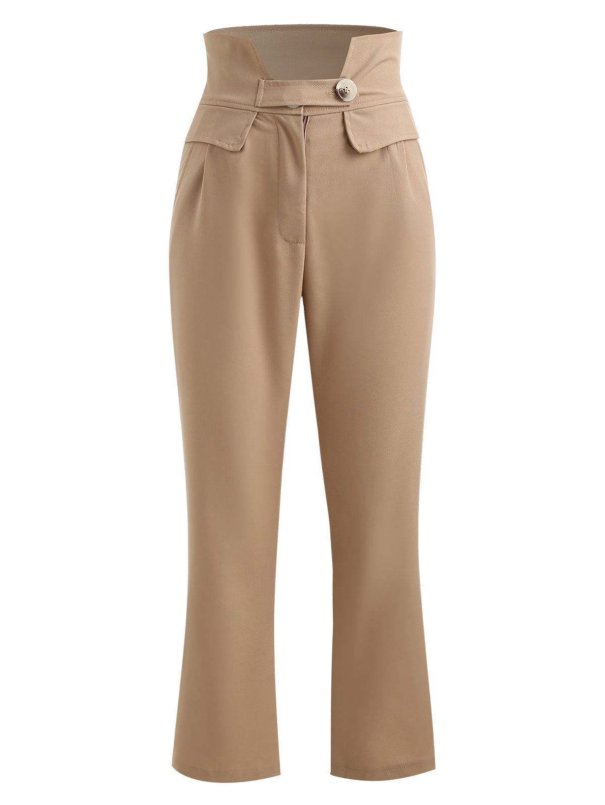 

High Waisted Double Pocket Tapered Pants, Light khaki