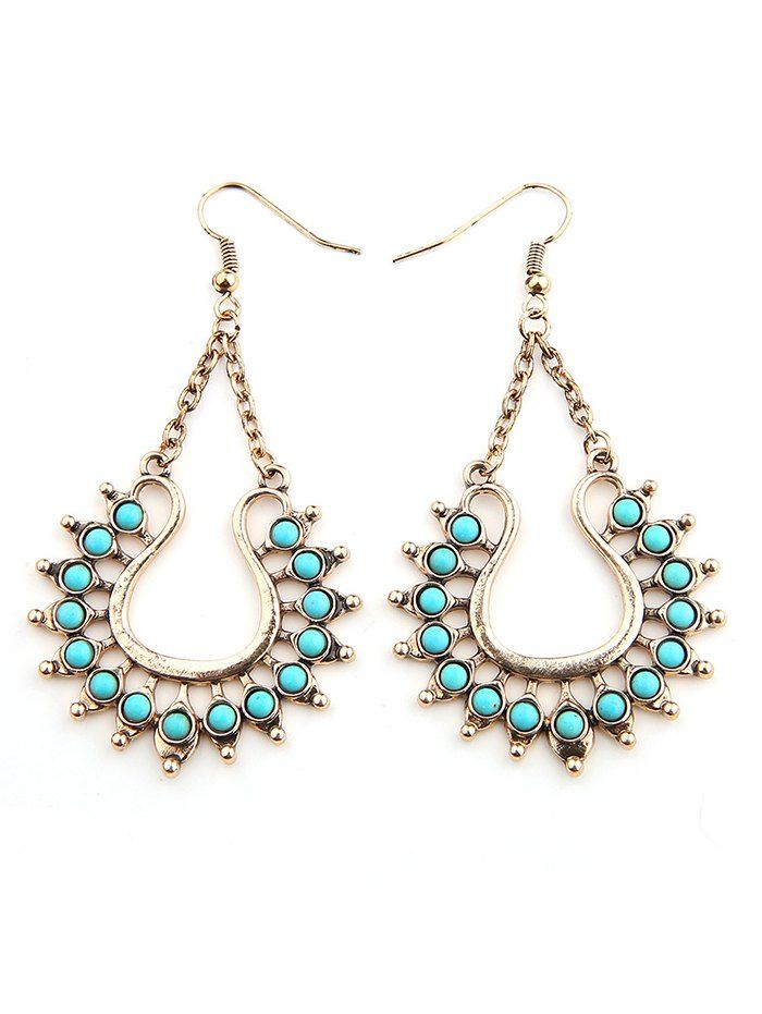 

Bohemian Faux Turquoise Drop Earrings, Gold