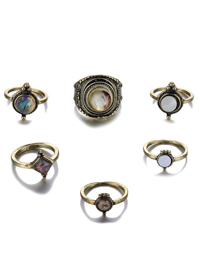

Vintage Round Shape Rings Set, Bronze