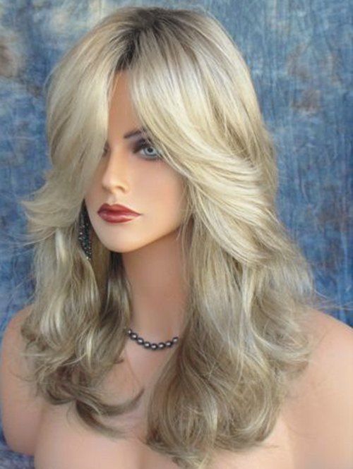 

Long Side Bang Colormix Wavy Heat Resistant Synthetic Wig, Multi