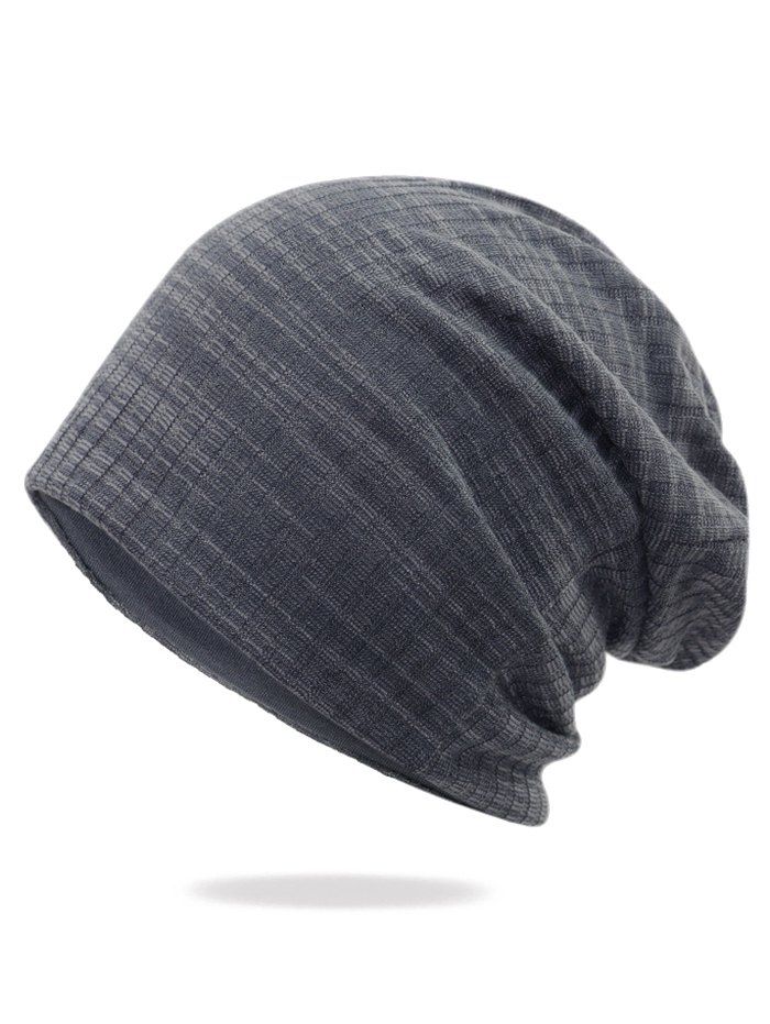 

Solid Color Stripe Baggy Beanie, Gray