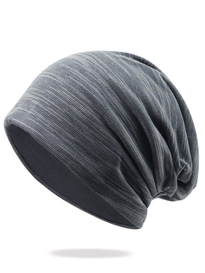 

Solid Color Stripe Slouchy Ski Cap, Gray