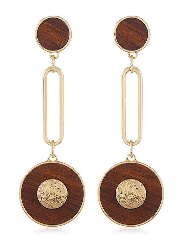 

Geometric Shape Wooden Drop Earrings, Gold