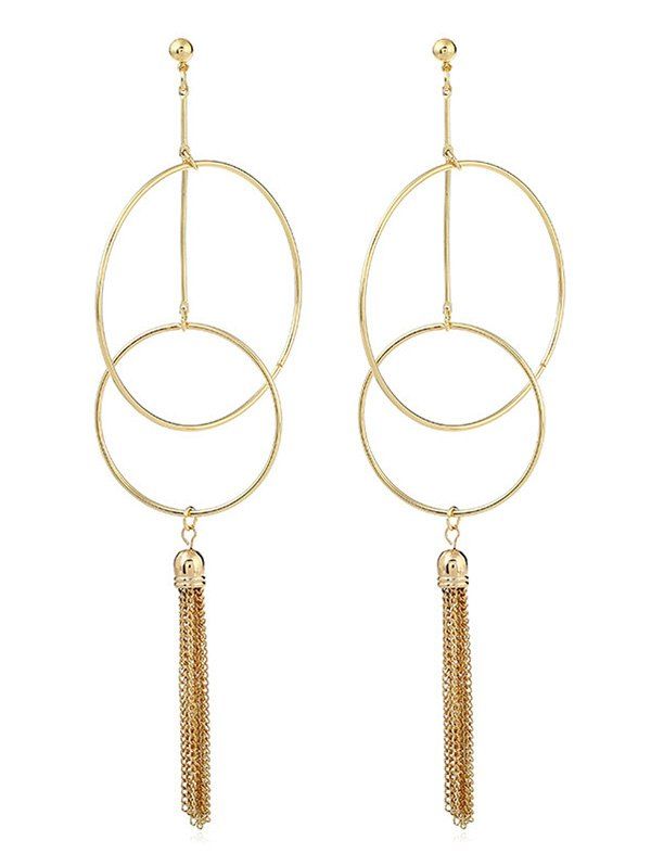 

Hollow Double Ring Shape Dangle Earrings, Gold