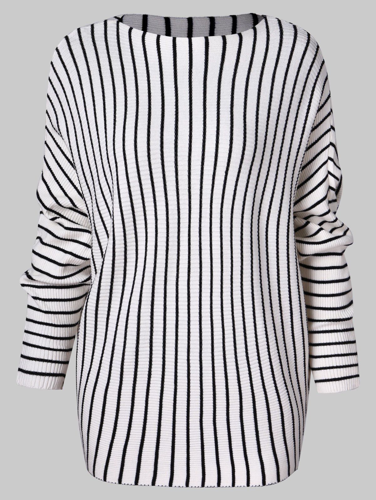 

Long Sleeves Contrast Striped Sweater, White
