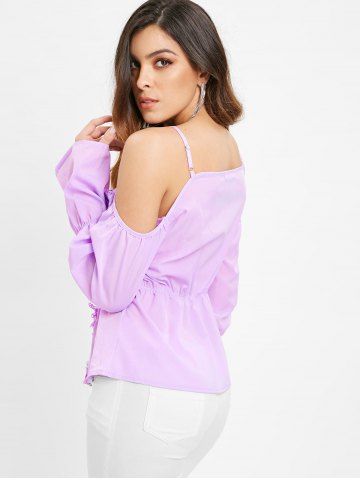 

Cold Shoulder Lace Panel Full Sleeve Blouse, Mauve