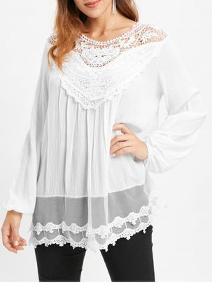 Lace Panel Tunic Blouse