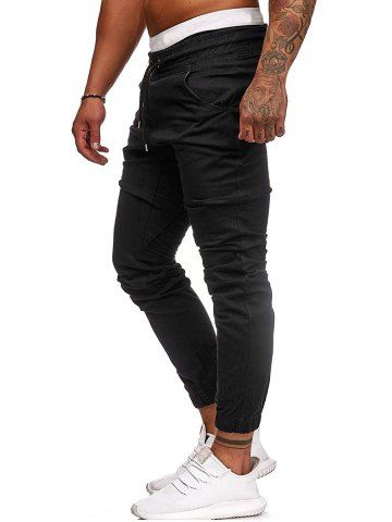 

Elastic Waist Drawstring Jogger Pants, Black