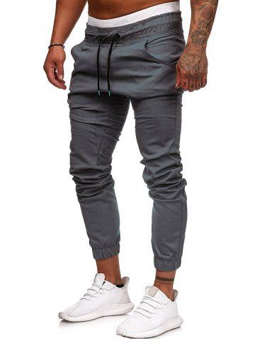 

Elastic Waist Drawstring Jogger Pants, Gray