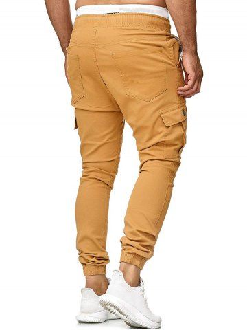 

Multi Pocket Drawstring Jogger Pants, Orange gold