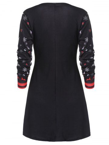 

Casual Christmas Elk Print Dress, Black