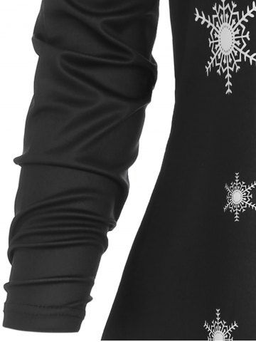 

Casual Christmas Snowman Print Dress, Black