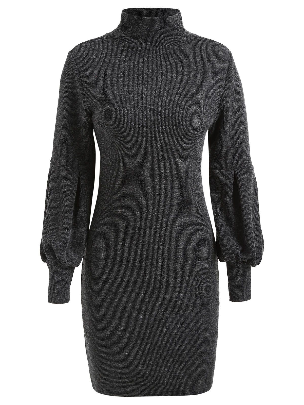 

Puff Sleeve Mini Sweater Dress, Dark gray