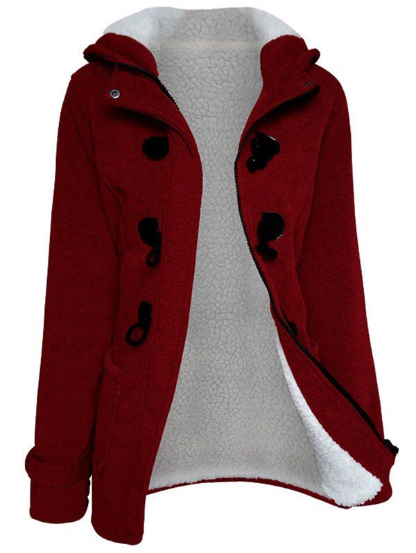 

Plus Size Duffle Hooded Coat, Red