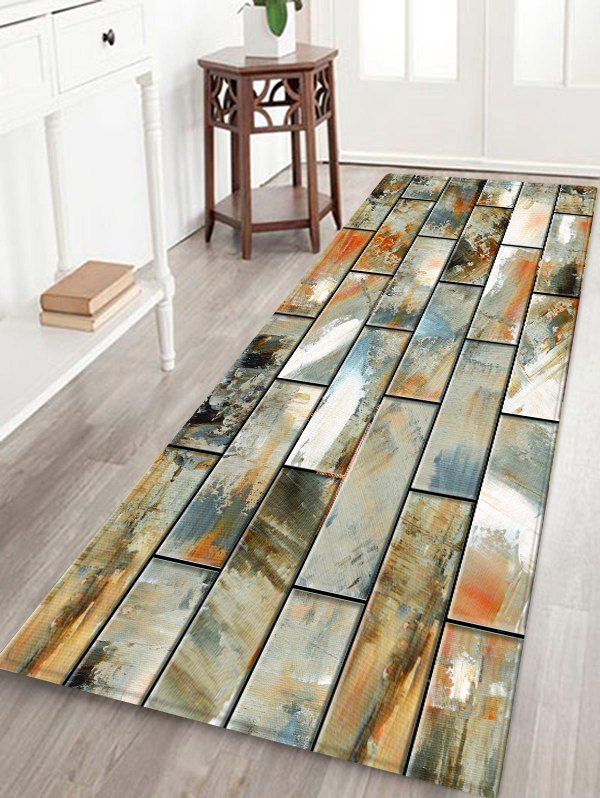 

Paint Brick Wall Printed Decorative Floor Mat, Dark sea green