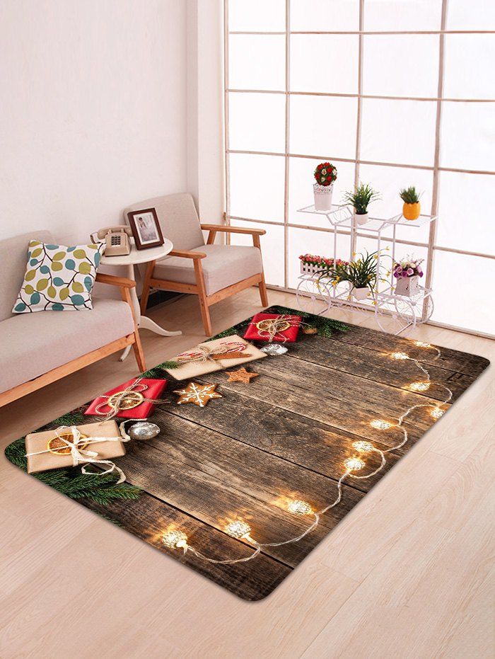 

Christmas Gift Wooden Printed Decorative Floor Mat, Wood