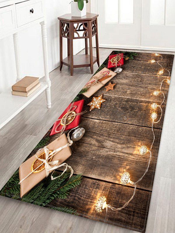 

Christmas Gift Wooden Printed Decorative Floor Mat, Wood