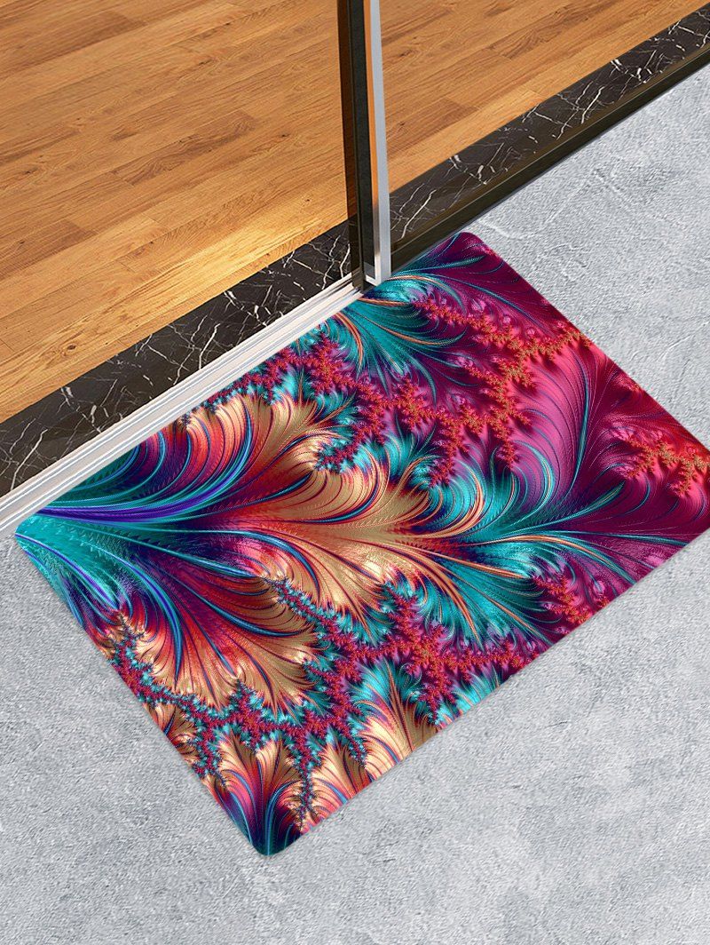 

Feather Printed Decorative Floor Mat, Deep pink