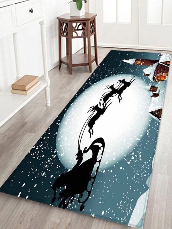 

Christmas Moon Night Castle Pattern Water Absorption Area Rug, Multi