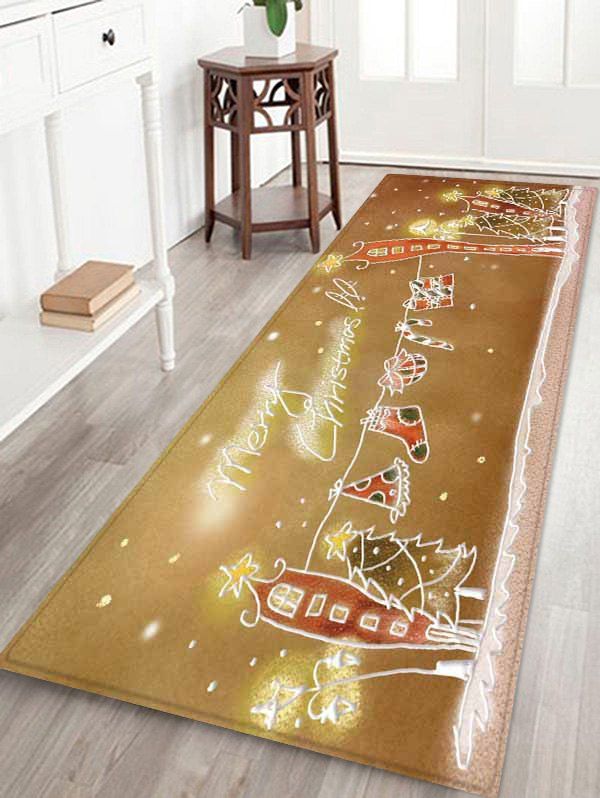 

Christmas Theme Pattern Anti-skid Water Absorption Area Rug, Gold