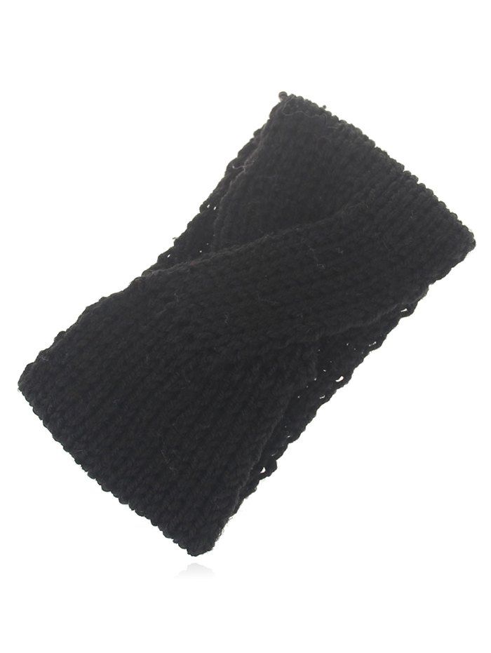 

Bohemian Solid Color Knitted Headband, Black