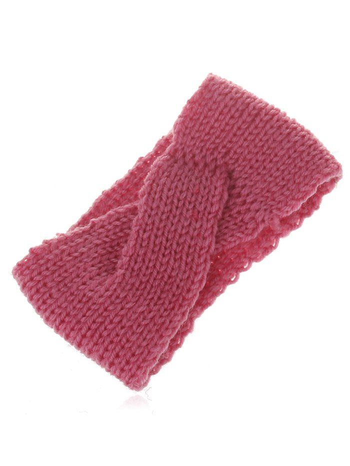 

Bohemian Solid Color Knitted Headband, Blush red