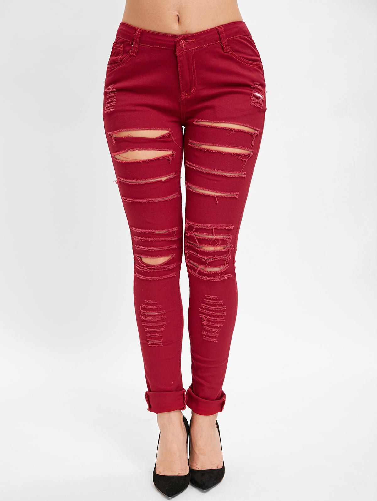 

Slim Distressed Jeans, Red