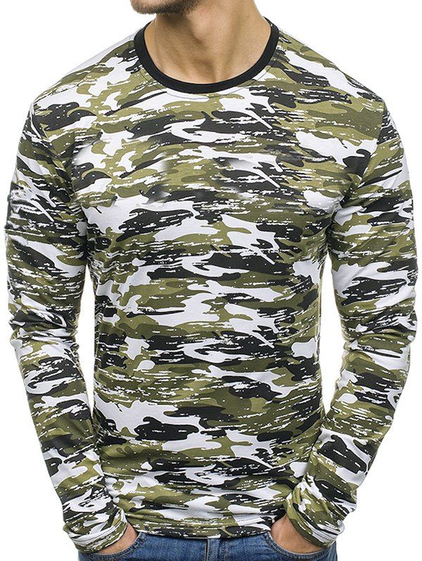 

Multicolor Camouflage Pattern Long Sleeves T-shirt, Camouflage green