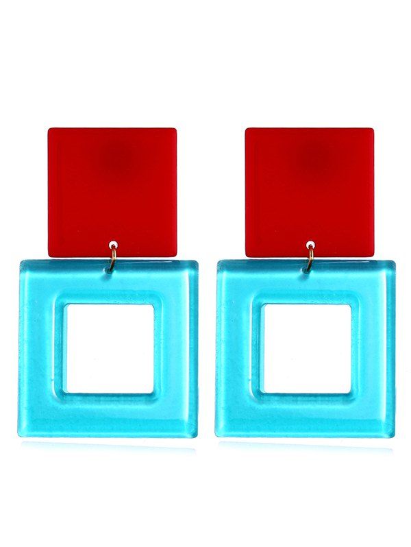 

Acrylic Geometric Hollow Out Earrings, Light aquamarine