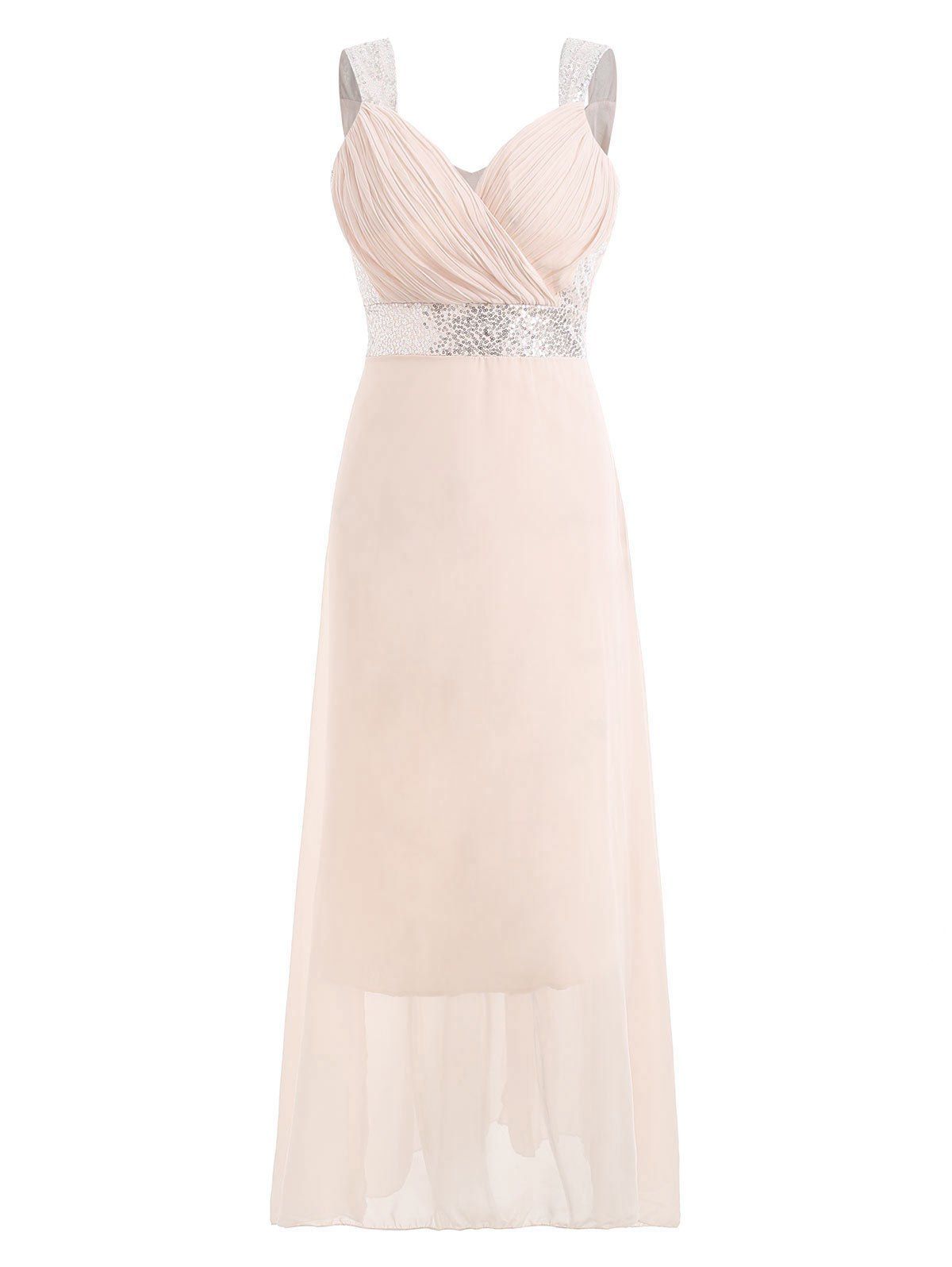 

Padded Sequined Maxi Gown Dress, Light pink