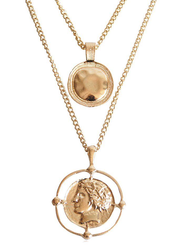 

Layered Coins Pattern Pendant Necklace, Gold